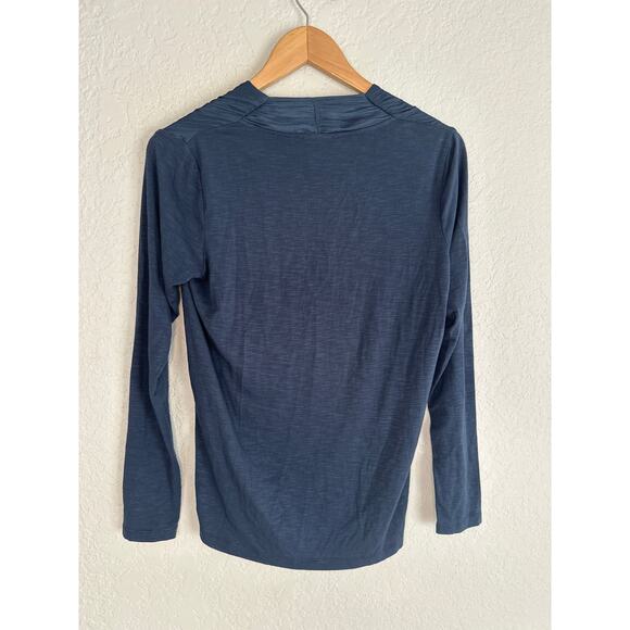 Anthropologie Dolan Left Coast Navy Blue Surplice Wrap Top Preppy Minimalist - Picture 3 of 7